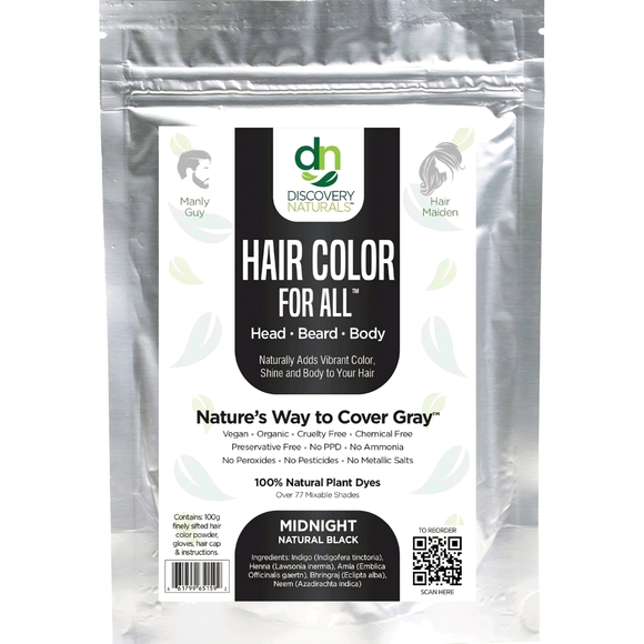 Discovery Naturals Other - Henna Hair Color For All MIDNIGHT BLACK 100% Natural Organic Plant Dye Vegan NEW